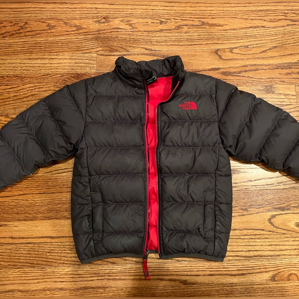 North Face Dark Grey Lightweight Puffer Coat/Jacket - size 7/8
